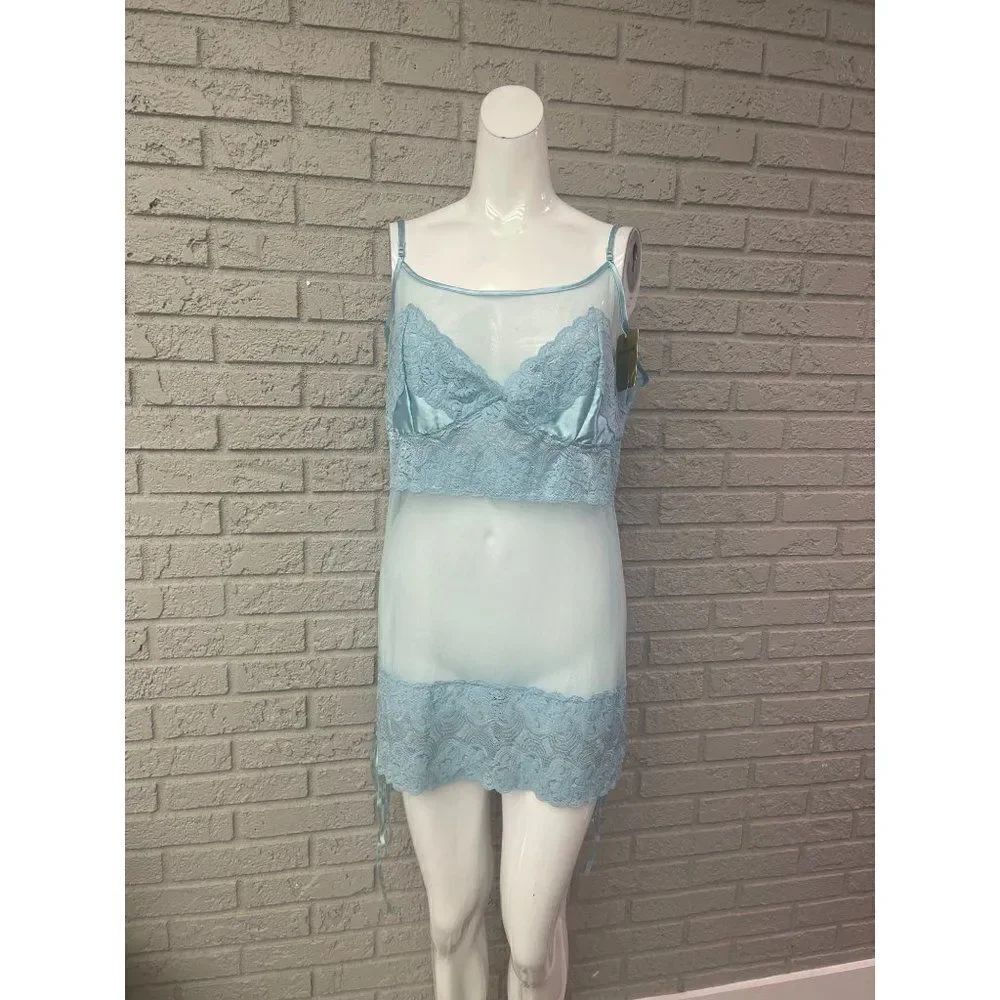 Portada Collection Light Blue Lace Lingerie Dress Size 2X NWT